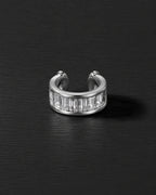 Silver Baguette ear cuff with clear baguette zirconia, channel set, close-up